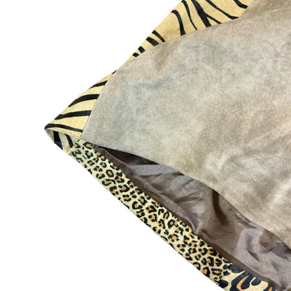 VTG 90s Y2K 'CRUSE' BEIGE SUEDE ANIMAL LEOPARD ZEBRA MINI PARTY DRESS S 10