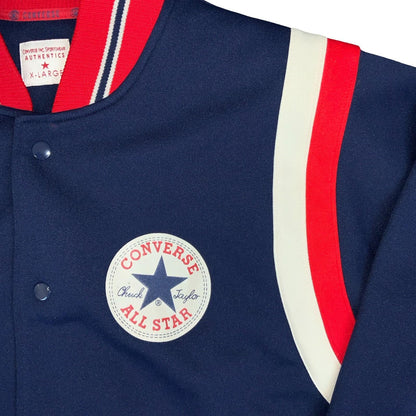 VTG 90s CONVERSE CHUCK TAYLOR BLUE RED WHITE RETRO SNAP BUTTON BOMBER JACKET XL