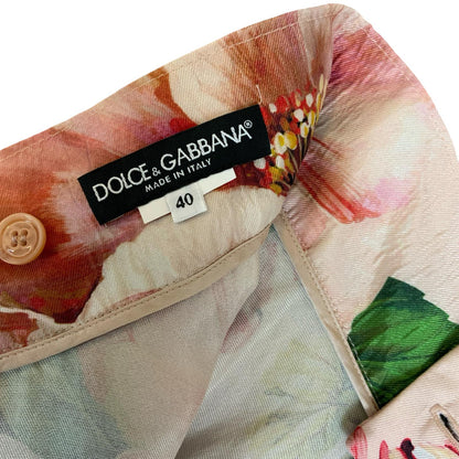 VTG DOLCE & GABANNA PINK FLORAL HIGH-WAISTED SUMMER HOLIDAY MIDI SILK SKIRT S 10