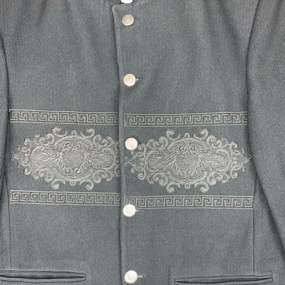 VTG 'VERSACE SPORT' BLACK RARE EMBROIDERED STAND-UP COLLAR CASUAL BLAZER LARGE