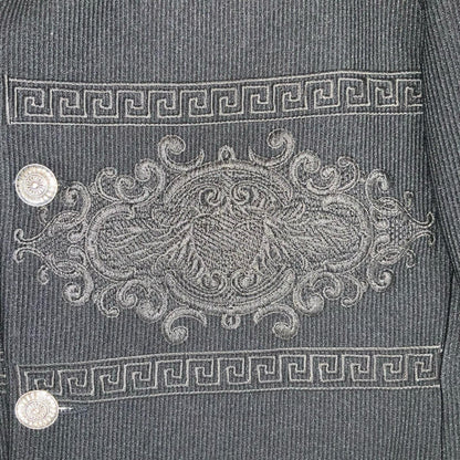 VTG 'VERSACE SPORT' BLACK RARE EMBROIDERED STAND-UP COLLAR CASUAL BLAZER LARGE