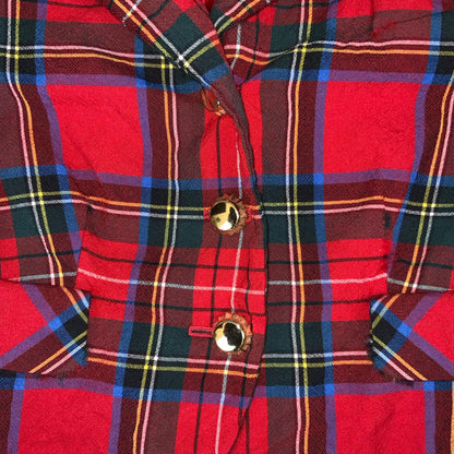 'MOSCHINO' CHEAP & CHIC 2012 RED BLUE TARTAN CROPPED UNIQUE PUNK JACKET SMALL 10
