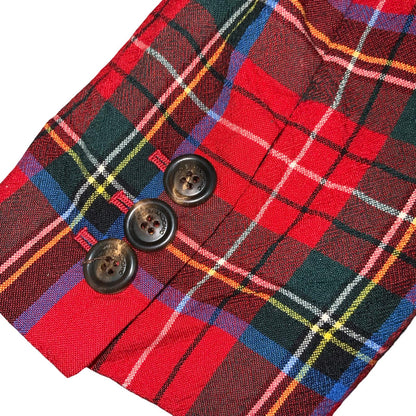 'MOSCHINO' CHEAP & CHIC 2012 RED BLUE TARTAN CROPPED UNIQUE PUNK JACKET SMALL 10