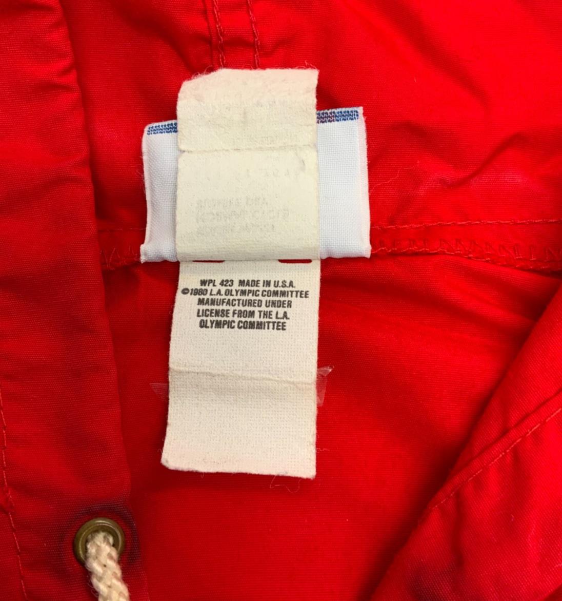 VTG 1980s 'LEVI's' RED USA OLYMPIC GAMES HOODED WINDBREAKER SHELL JACKET XL