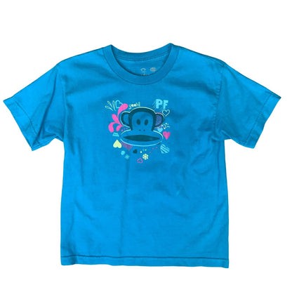 90s Y2K 'PAUL FRANK' BLUE ORIGINAL MONKEY GRAPHIC SLIM FIT BABY TEE T-SHIRT S 10