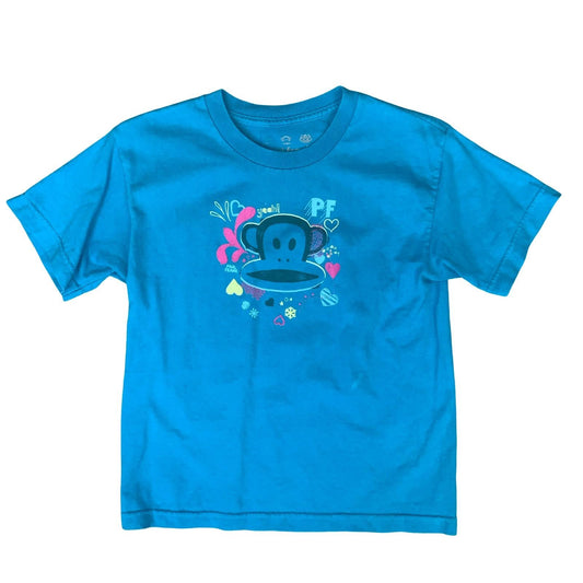 90s Y2K 'PAUL FRANK' BLUE ORIGINAL MONKEY GRAPHIC SLIM FIT BABY TEE T-SHIRT S 10