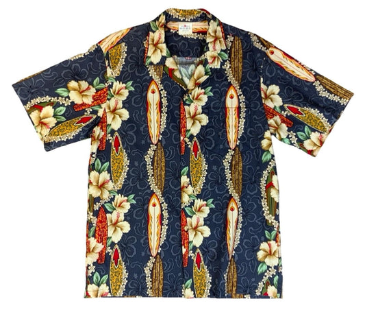 VTG ALOHA REPUBLIC HAWAIIAN MADE ALOHA SHIRT COTTON TIKI ROCKABILLY HAWAII LARGE