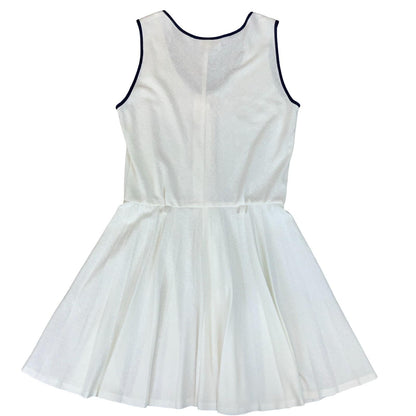 VTG 90s WHITE CHEMISE 'LACOSTE' PLEATED BUTTON-DOWN TENNIS MINI DRESS S 10