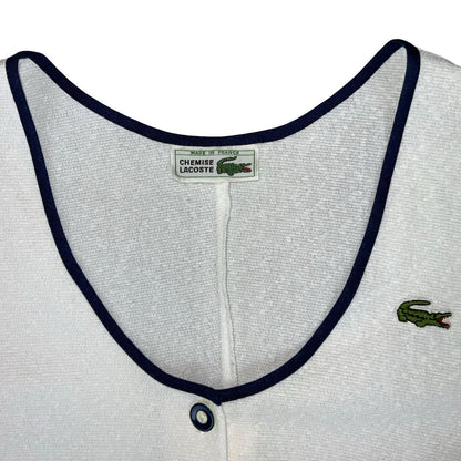 VTG 90s WHITE CHEMISE 'LACOSTE' PLEATED BUTTON-DOWN TENNIS MINI DRESS S 10
