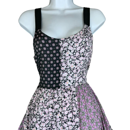 VTG 'VERA WANG' SIMPLY VERA PURPLE PINK BLACK FLORAL  BOHO MAXI DRESS M 14