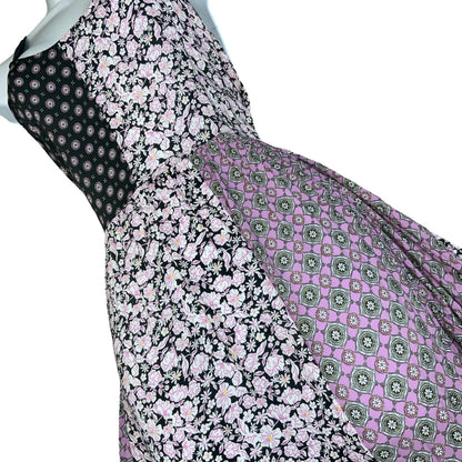VTG 'VERA WANG' SIMPLY VERA PURPLE PINK BLACK FLORAL  BOHO MAXI DRESS M 14