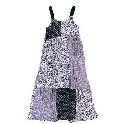 VTG 'VERA WANG' SIMPLY VERA PURPLE PINK BLACK FLORAL  BOHO MAXI DRESS M 14