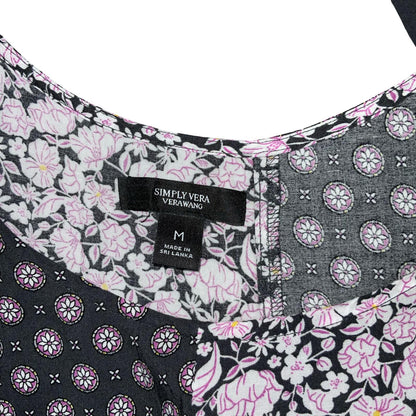 VTG 'VERA WANG' SIMPLY VERA PURPLE PINK BLACK FLORAL  BOHO MAXI DRESS M 14