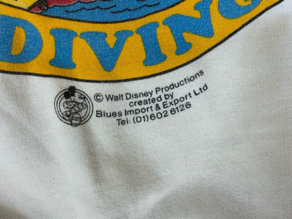 VTG 1980s MICKEY MOUSE WALT DISNEY SWEATSHIRT DIVING WHITE SMALL