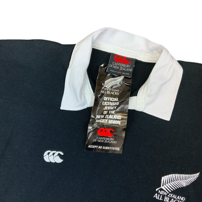 DEADSTOCK CANTERBURY OF NEW ZEALAND ALL BLACKS LONG SLEEVE RUGBY POLO SHIRT M