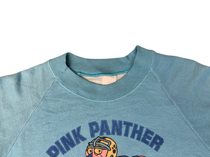 VTG 1970s PINK PANTHER AMERICAN FOOTBALL SWEATSHIRT REVERSE WEAVE  BLUE SMALL