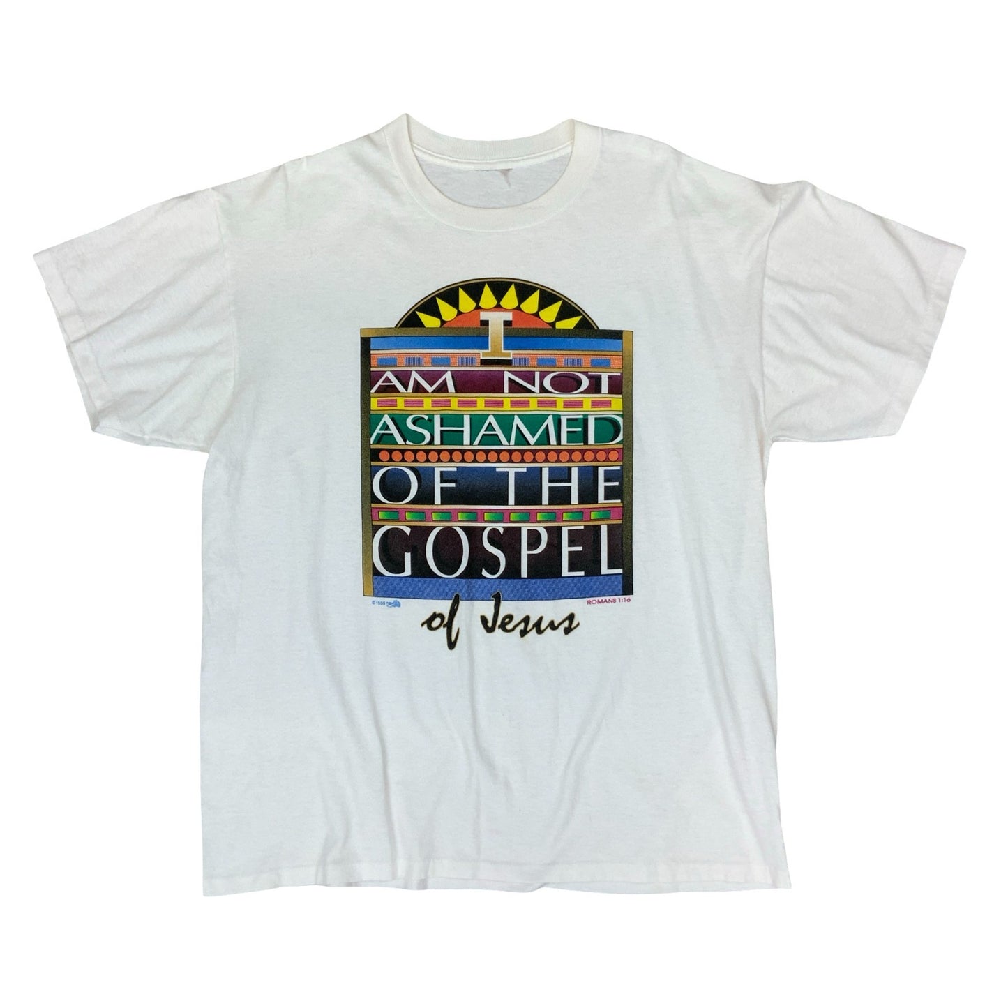 VTG 1996 JESUS GOSPEL WHITE DOUBLE SIDED GRAPHIC SINGLE STITCH TEE XL