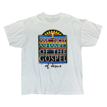 VTG 1996 JESUS GOSPEL WHITE DOUBLE SIDED GRAPHIC SINGLE STITCH TEE XL