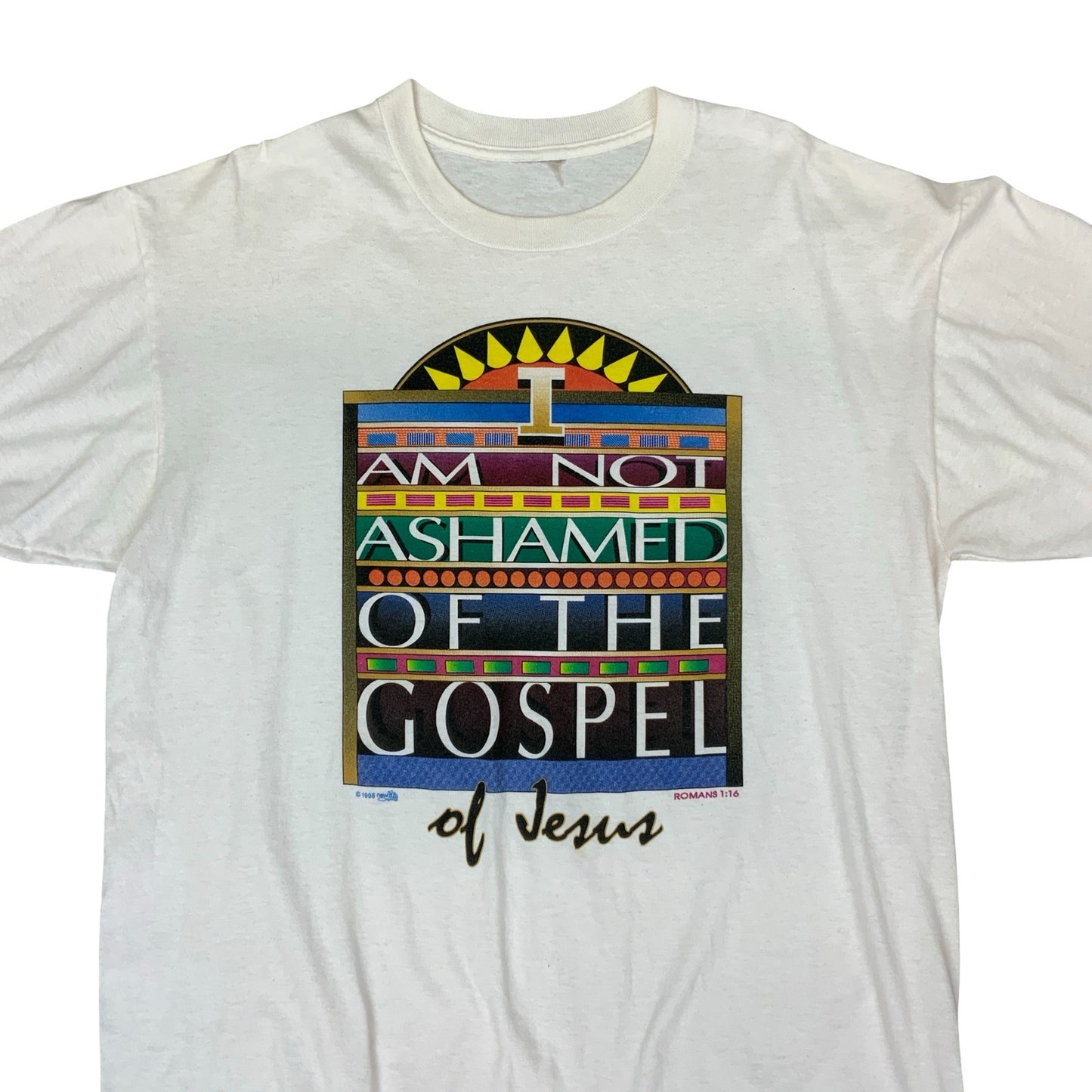 VTG 1996 JESUS GOSPEL WHITE DOUBLE SIDED GRAPHIC SINGLE STITCH TEE XL