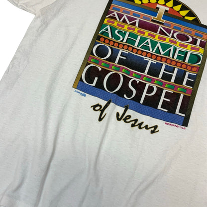 VTG 1996 JESUS GOSPEL WHITE DOUBLE SIDED GRAPHIC SINGLE STITCH TEE XL