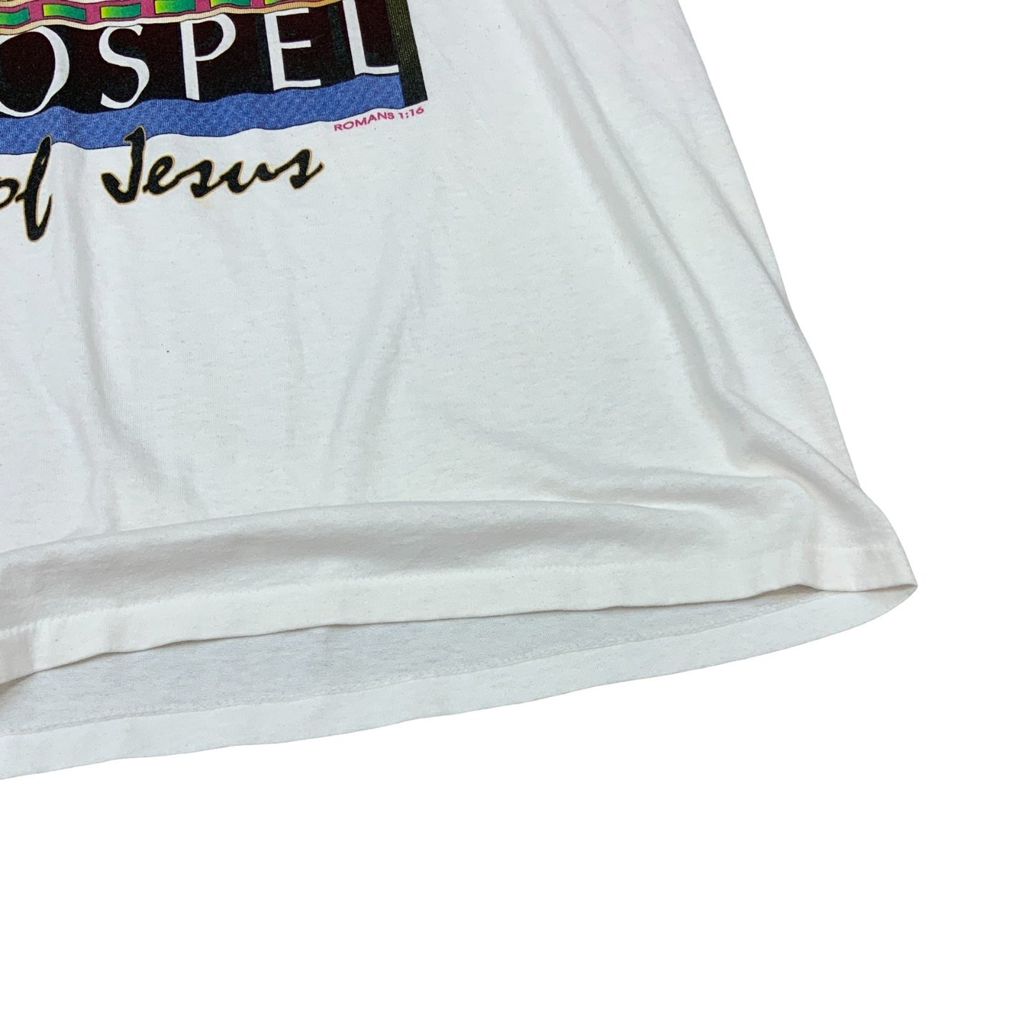 VTG 1996 JESUS GOSPEL WHITE DOUBLE SIDED GRAPHIC SINGLE STITCH TEE XL
