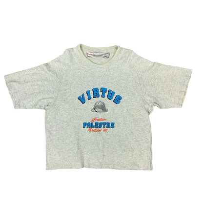 VTG 90S VIRTUS PALESTRE FRONTIERS GREY GRAPHIC T SHIRT LARGE