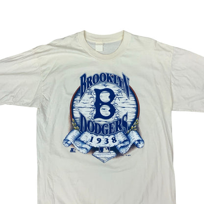 VTG 90S STARTER BROOKLYN DODGERS MLB WHITE GRAPHIC T SHIRT EXTRA LARGE XL