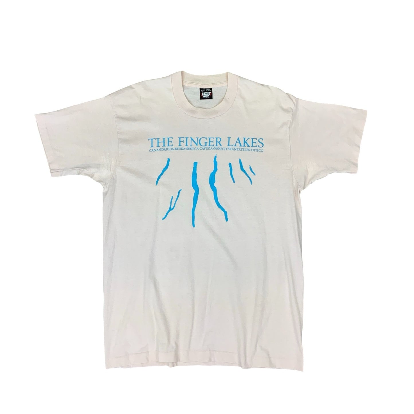 VTG 90S SCREEN STARS THE FINGER LAKES SINGLE STITCH PINK GRAPHIC T SHIRT XL
