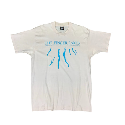 VTG 90S SCREEN STARS THE FINGER LAKES SINGLE STITCH PINK GRAPHIC T SHIRT XL