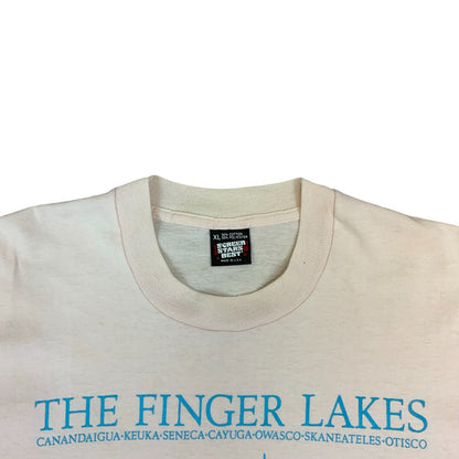 VTG 90S SCREEN STARS THE FINGER LAKES SINGLE STITCH PINK GRAPHIC T SHIRT XL