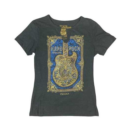 Y2K HARD ROCK CAFE COUTURE VIENNA AUSTRIA GREY GRAPHIC LADIES TEE UK 12