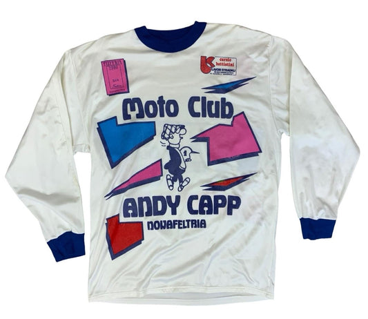 VTG Y2K ITALIAN ANDY CAPP MOTO CLUB MOTORCYCLE RACE JERSEY SWEATSHIRT LARGE