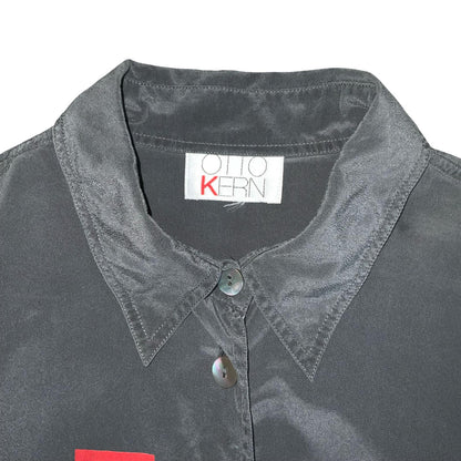 VTG 80s 'OTTO KERN' GREN OVERSIZED YES NO GRAPHIC PUNK SILK STATEMENT SHIRT L