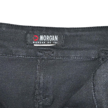 VTG 90s y2k 'MORGAN DE TOI' BLACK MID-RISE BELTED DENIM CARGO PENCIL SKIRT S 10