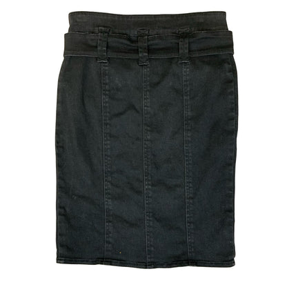 VTG 90s y2k 'MORGAN DE TOI' BLACK MID-RISE BELTED DENIM CARGO PENCIL SKIRT S 10