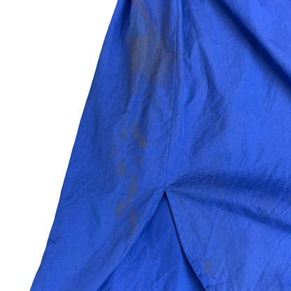 VTG 80s 'YVES SAINT LAURENT' BLUE SHORT SLEEVED LINEN A-LINE PLEATED DRESS M 14