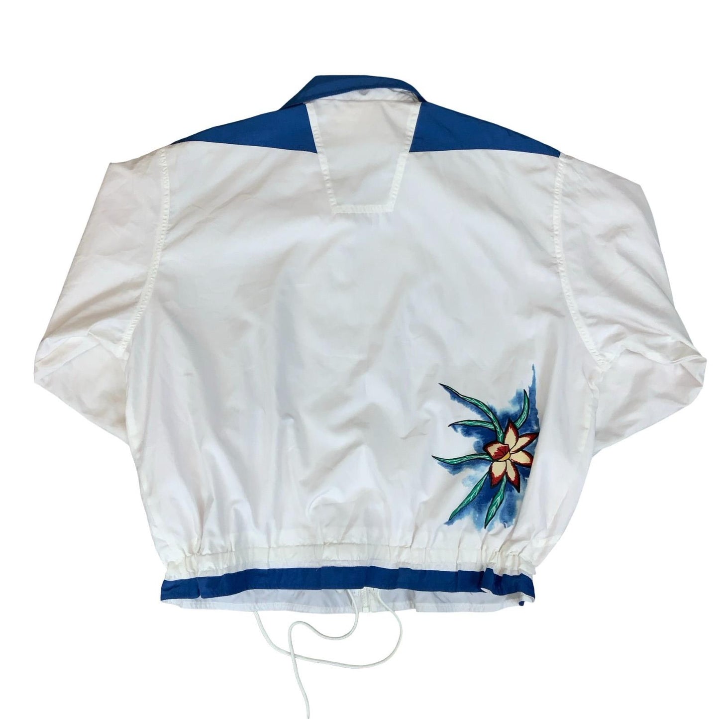 VTG 90s 'ADIDAS STEFFI GRAF' BLUE WHITE FLOWER WOMENS TRACK WINDBREAKER JACKET
