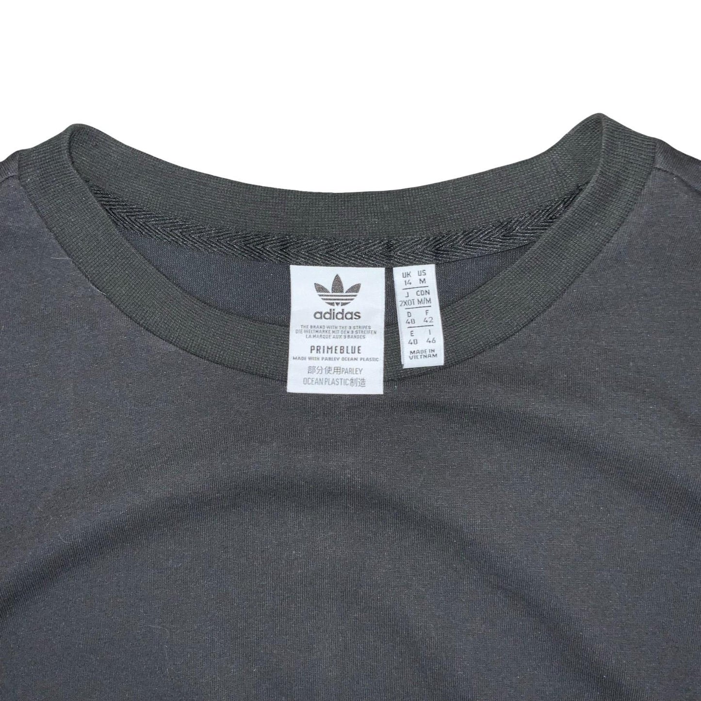VTG 90s 'ADIDAS' PRIMEBLUE BLACK STRIPED SUSTAINABLE RECYCLED PLASTIC CROP TOP S