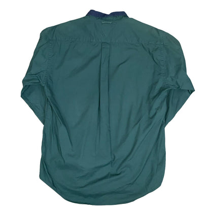 VTG 90s 'TOMMY HILFIGER' COTTON GREEN BLUE AMERICAN FLAG BUTTON-DOWN SHIRT L
