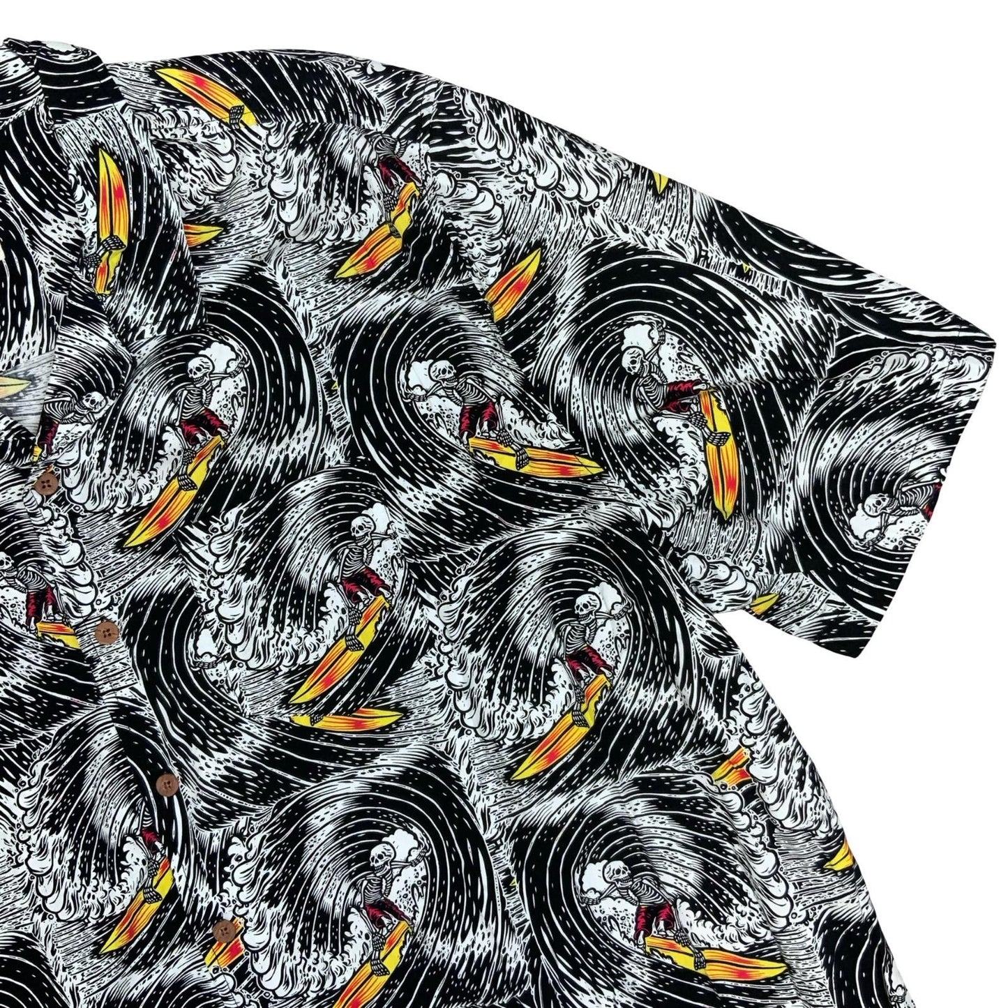 RETRO 'MAMBO' SMART ARTS SKELETON SURF GRAPHIC PRINT HOLIDAY OVERSIZED SHIRT 4XL