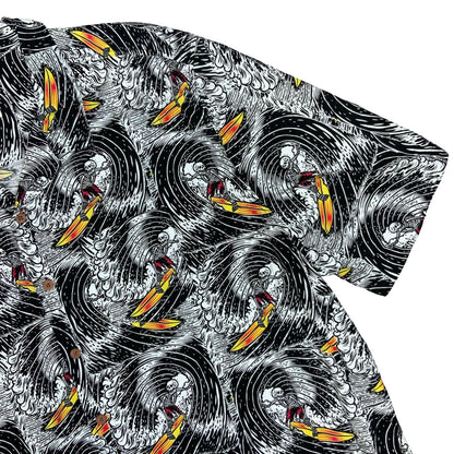 RETRO 'MAMBO' SMART ARTS SKELETON SURF GRAPHIC PRINT HOLIDAY OVERSIZED SHIRT 4XL