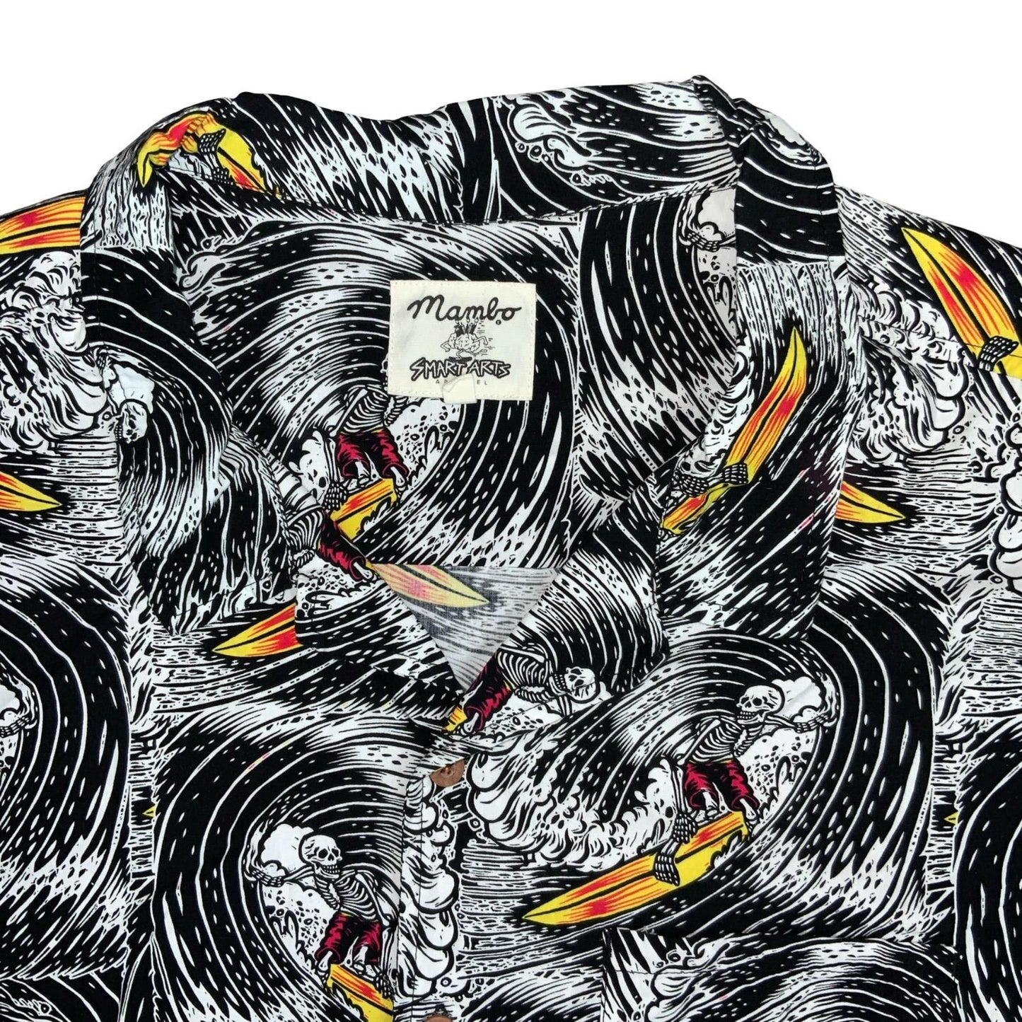 RETRO 'MAMBO' SMART ARTS SKELETON SURF GRAPHIC PRINT HOLIDAY OVERSIZED SHIRT 4XL