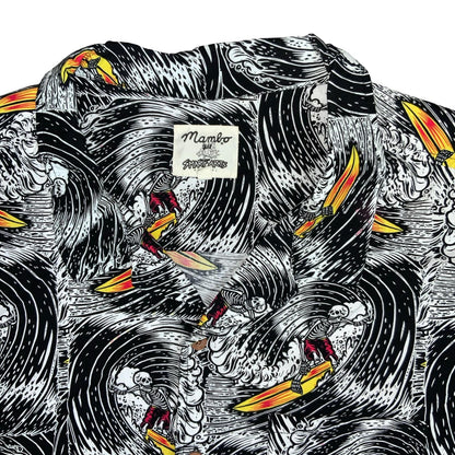 RETRO 'MAMBO' SMART ARTS SKELETON SURF GRAPHIC PRINT HOLIDAY OVERSIZED SHIRT 4XL