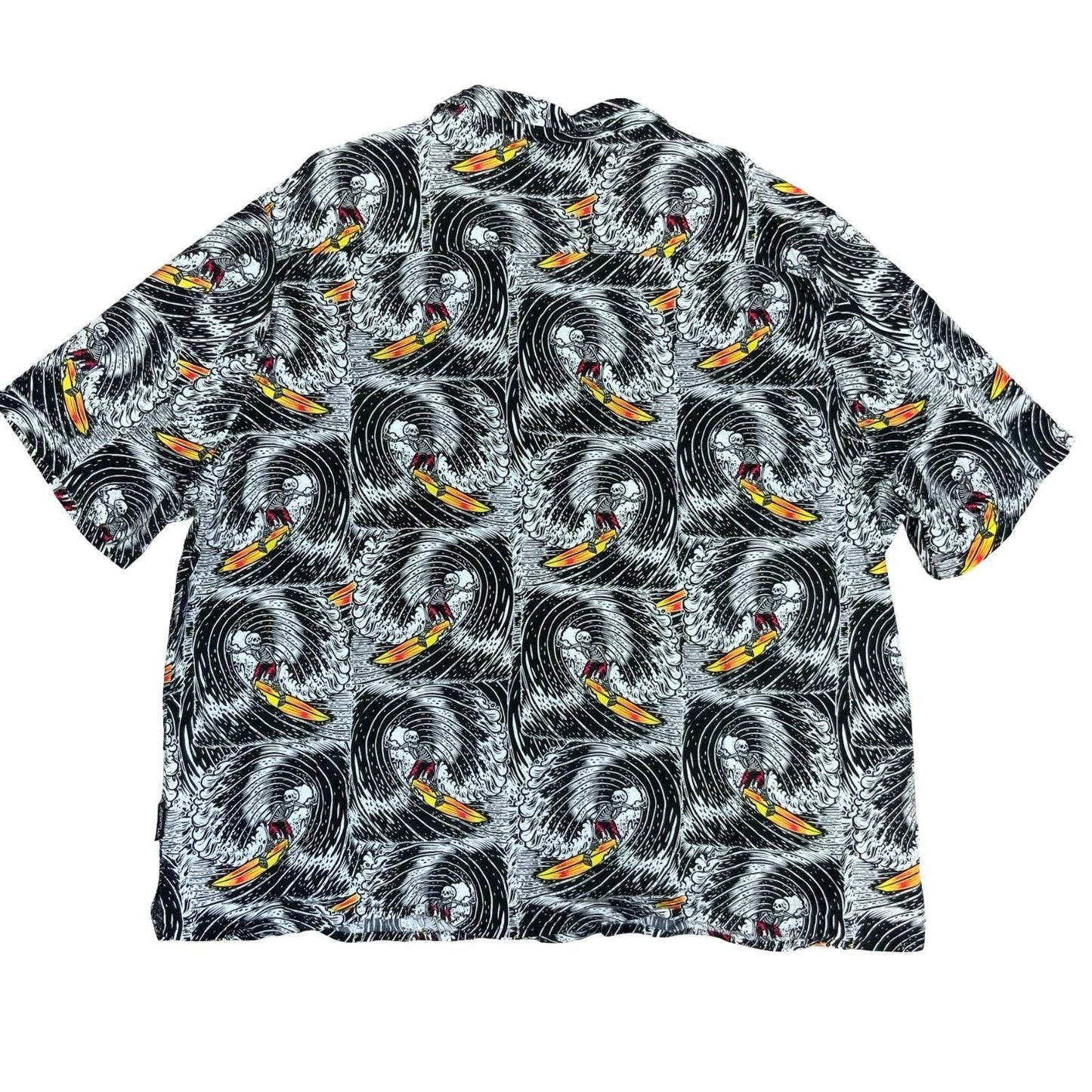 RETRO 'MAMBO' SMART ARTS SKELETON SURF GRAPHIC PRINT HOLIDAY OVERSIZED SHIRT 4XL