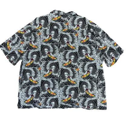 RETRO 'MAMBO' SMART ARTS SKELETON SURF GRAPHIC PRINT HOLIDAY OVERSIZED SHIRT 4XL