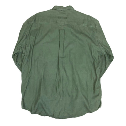 'TIMBERLAND' WEATHERGEAR GREEN LINEN COTTON BUTTON-UP LONG SLEEVED SHIRT XL