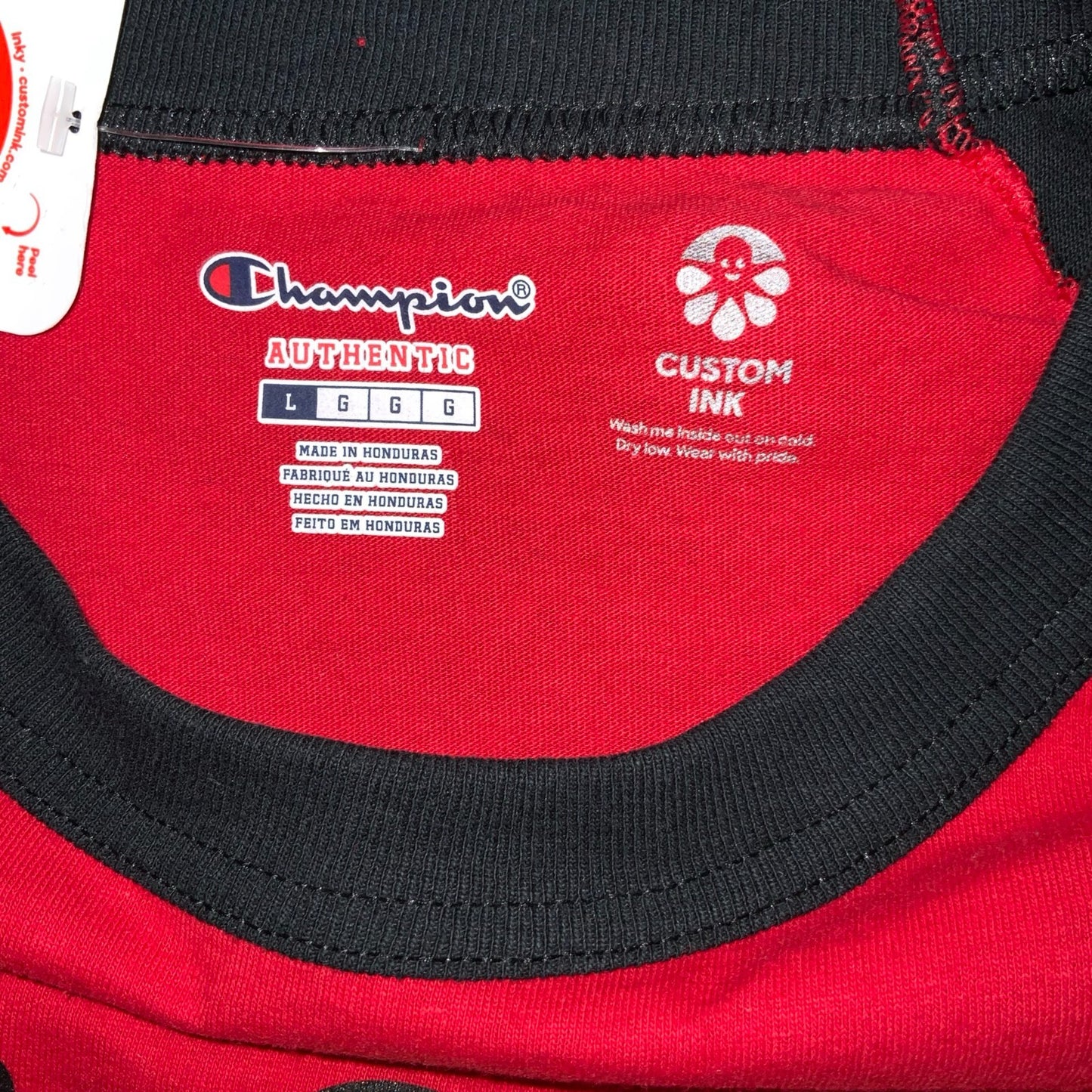 MVTG 'CHAMPION' DEADSTOCK 'CUSTOM INK' RED BLACK HOT TAMALES GRAPHIC T-SHIRT M
