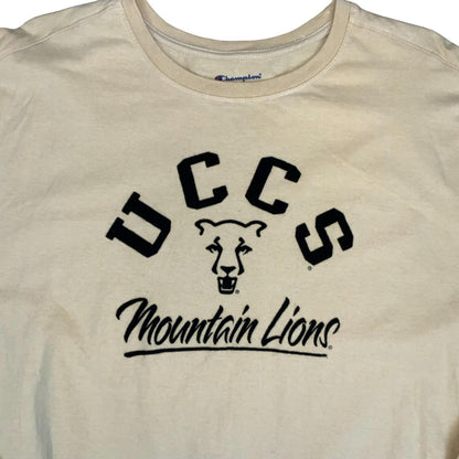 UCCS 'CHAMPION' AUTHENTIC MOUNTAIN LIONS YELLOW LONG SLEEVED SWEATSHIRT TEE XL