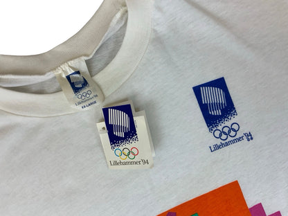 DEADSTOCK TAGGED VTG 90s LILLEHAMMER 94 OLYMPICS SINGLE STITCH T SHIRT NORWAY XL