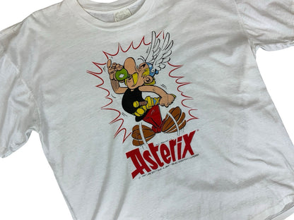 VTG 1990 90s WHITE ASTERIX CARTOON SINGLE STITCH T SHIRT M 40